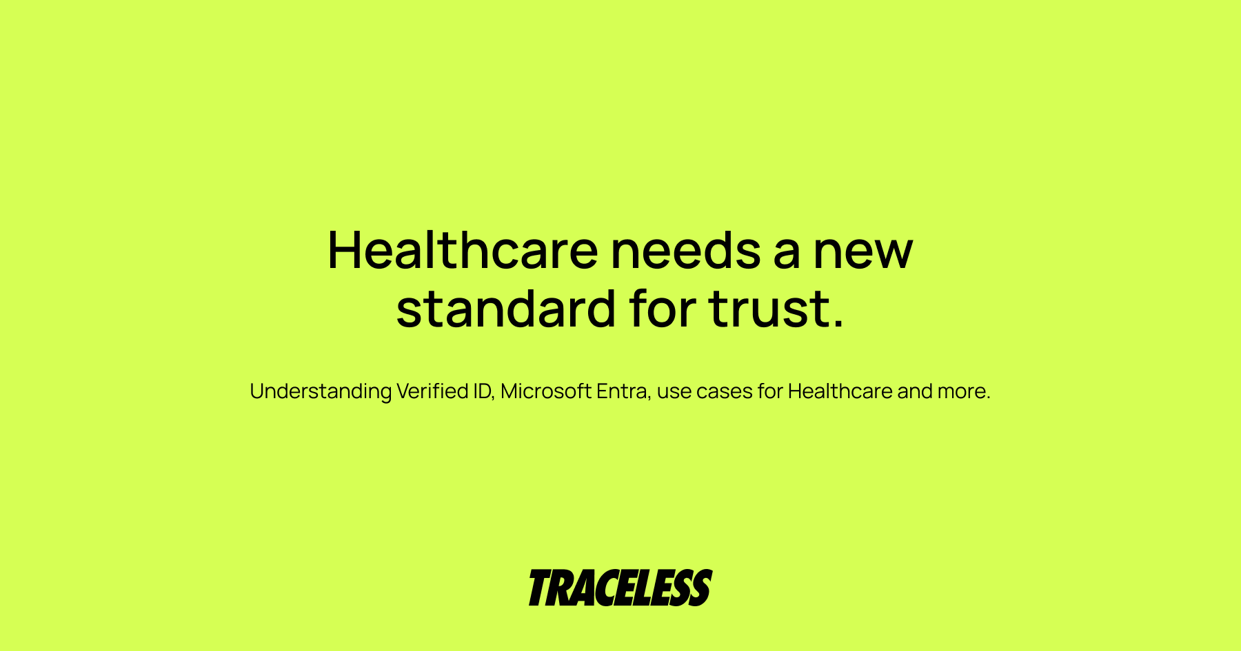 Healthcare for Verified Id Microsoft and Traceless Cover